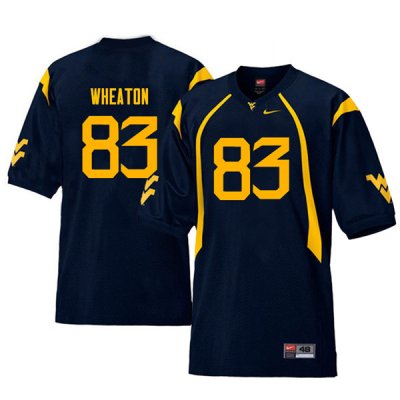 Men's West Virginia Mountaineers NCAA #83 Bryce Wheaton Navy Authentic Nike Throwback Stitched College Football Jersey BT15I85IC